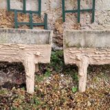 Pair of faux wood cement planters