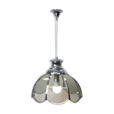 Floral suspension in chromed metal and grayed glass 1970