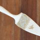 Dish + pie shovel in earthenware Sarreguemines green, cream and gold 1950