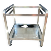 Space Age side table in aluminium and smoked glass