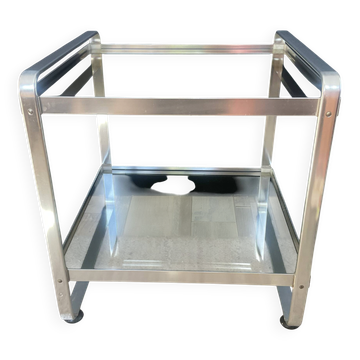 Table d’appoint Space Age aluminium et verre fumé 