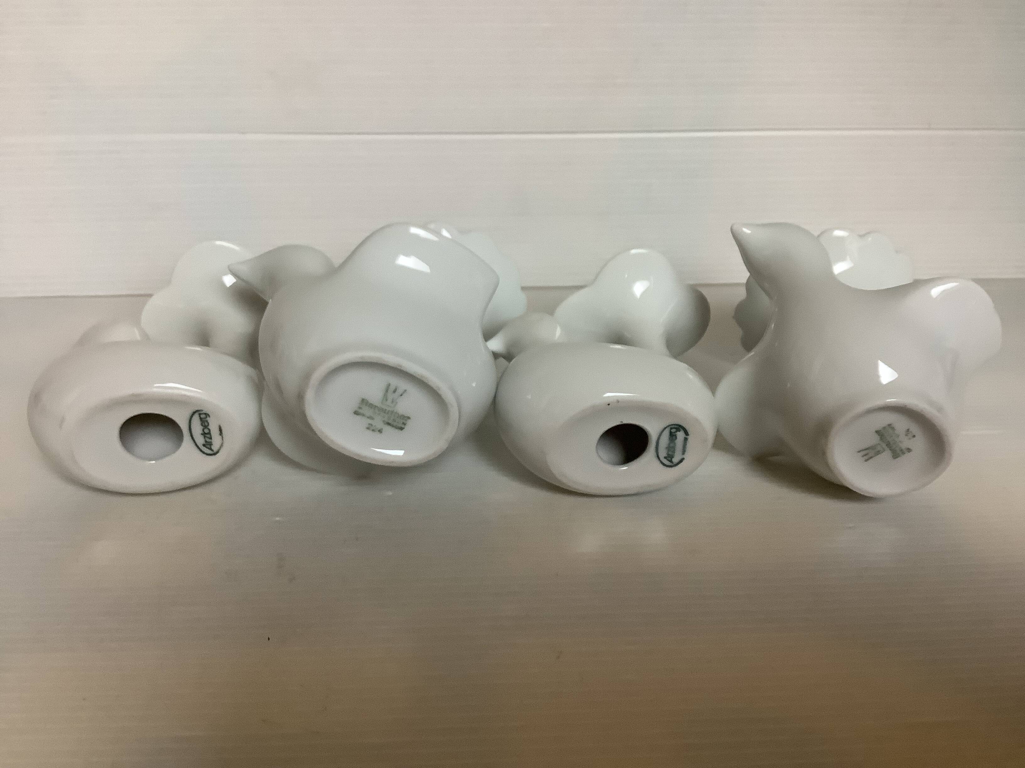 Four white bird candlesticks Arzberg Bareuther