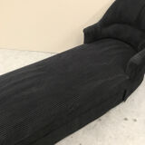 Banquette-lit en velours noir-méridienne