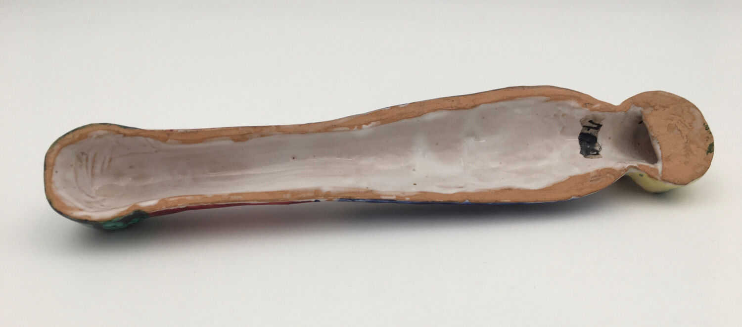 Virgin in polychrome enameled earthenware, 20th century