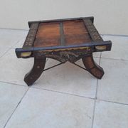 Table basse ancienne tibetaine bois cuivre