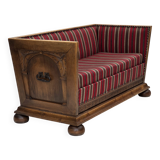 1960s, Danish 2-seater sofa, original condition, furniture wool, oak wood.