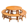 Round table in solid pine and its 4 curved benches – Vintage