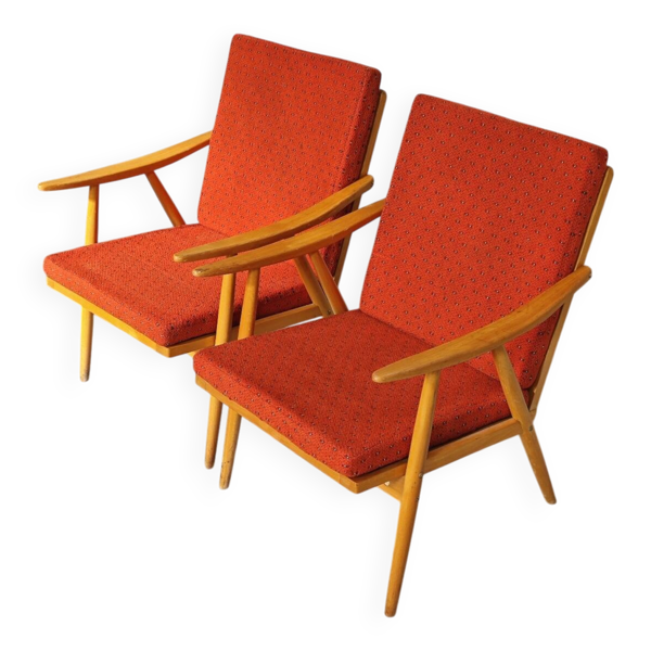 Paire de fauteuils Boomerang par Antonin Suman pour Ton (Thonet) 60