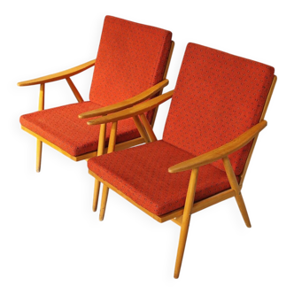 Pair of Boomerang armchairs by Antonin Suman for Ton (Thonet) 60