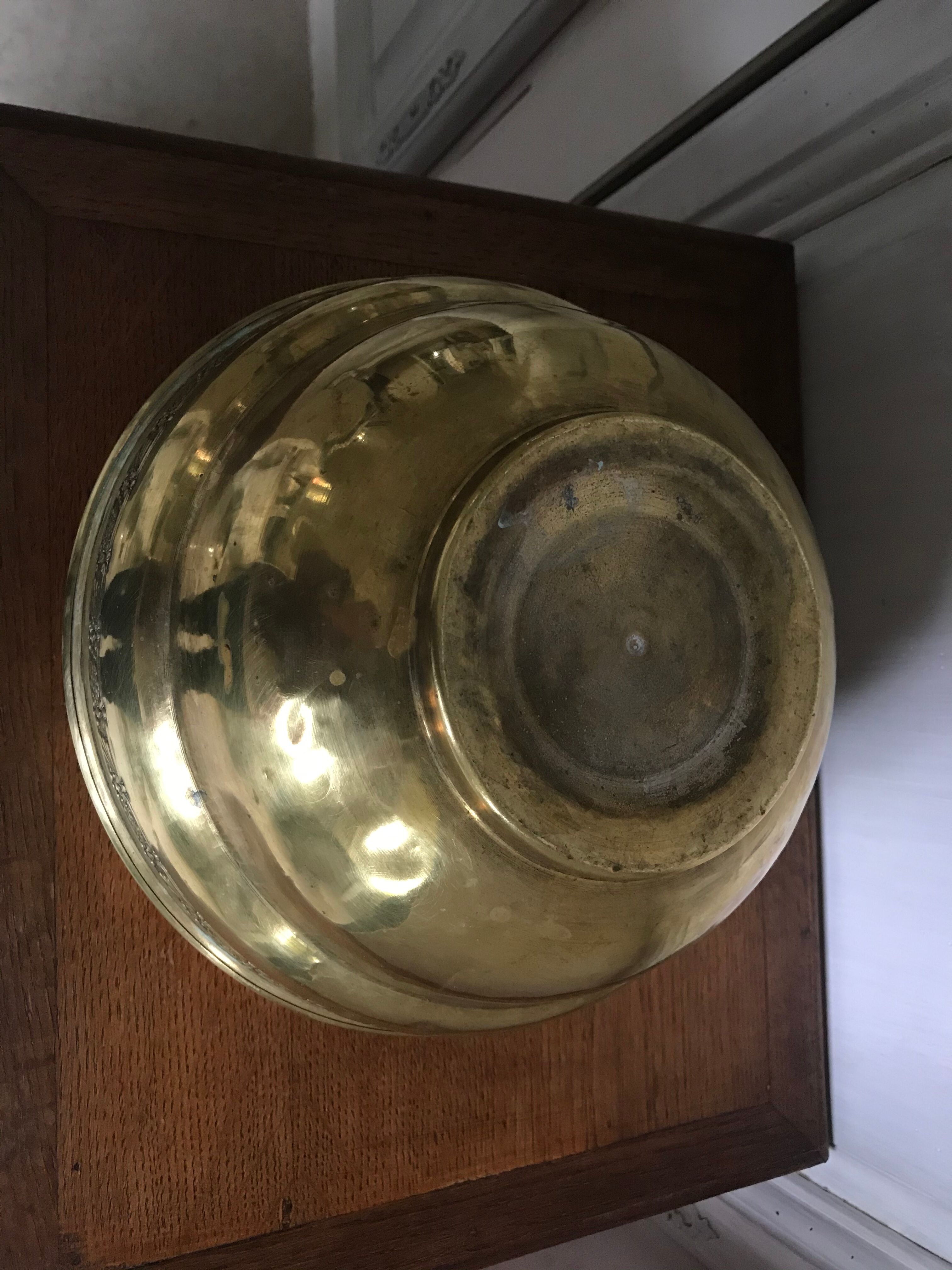 Art Deco brass pot cover