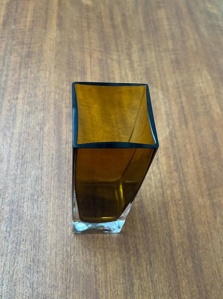 Mid-century minimalist amber coloured glass vase, 1960s.