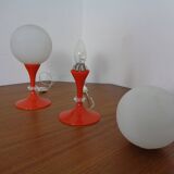 Glass and Plastic Tulip Bedside Lamps, 1970s, Set of 2