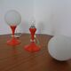 Glass and Plastic Tulip Bedside Lamps, 1970s, Set of 2