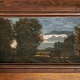 Impressionist painting - oil on canvas 1860 - French school - countryside landscape