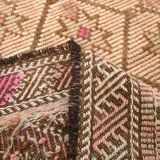 Beige & Brown Star Pattern Kilim Rug, 166x300Cm