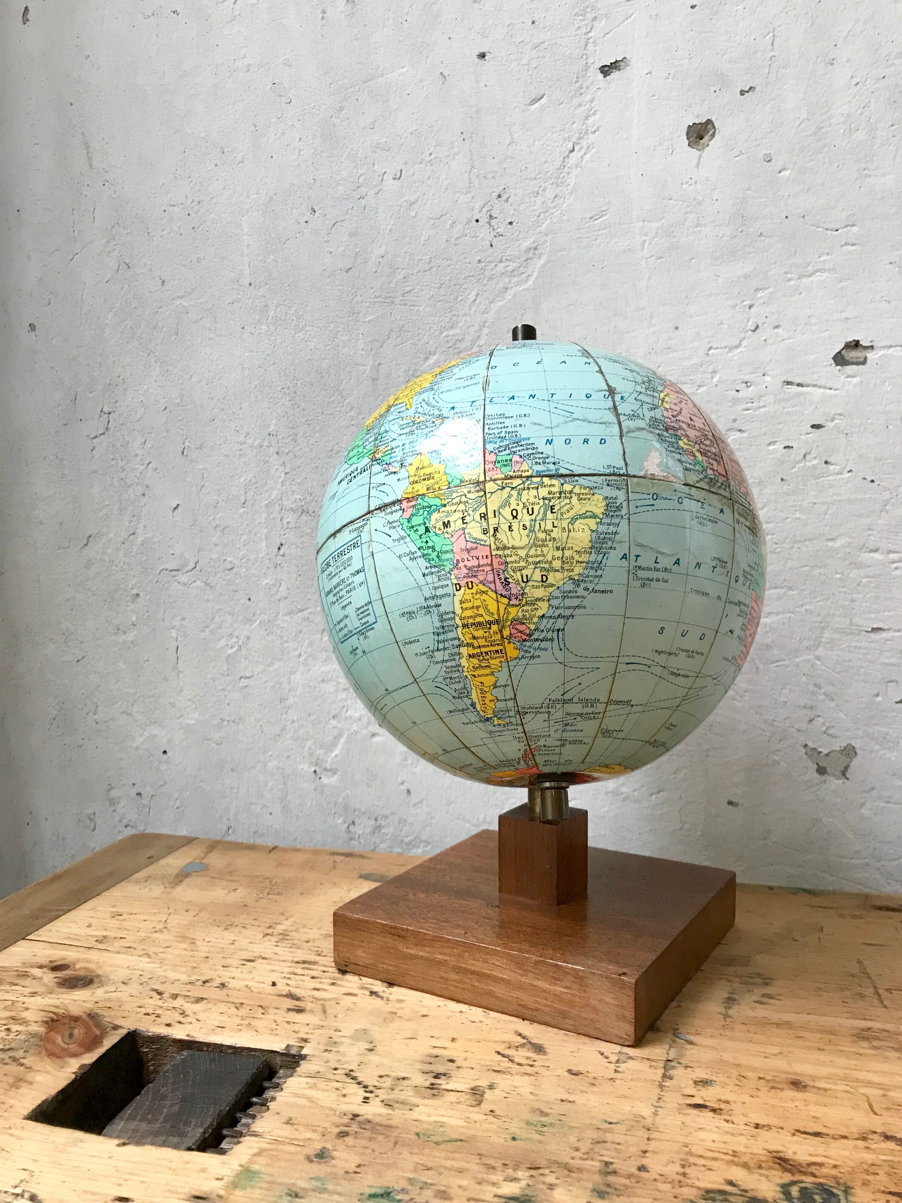 World map wooden base