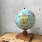 World map wooden base
