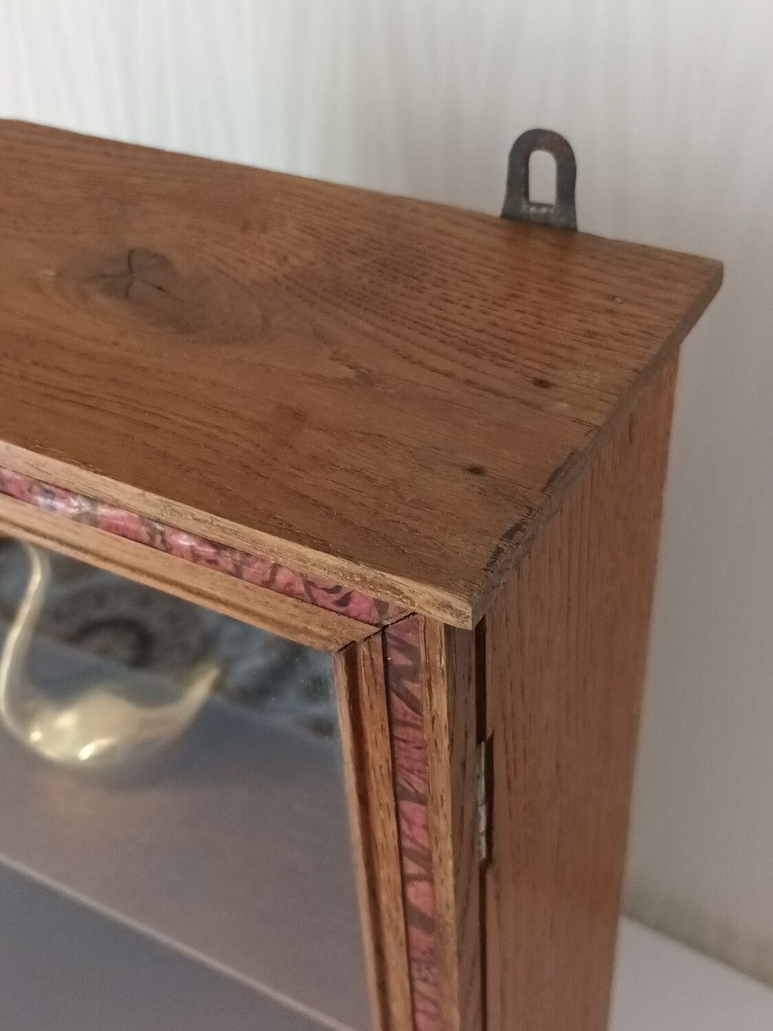 Vintage oak wall display case