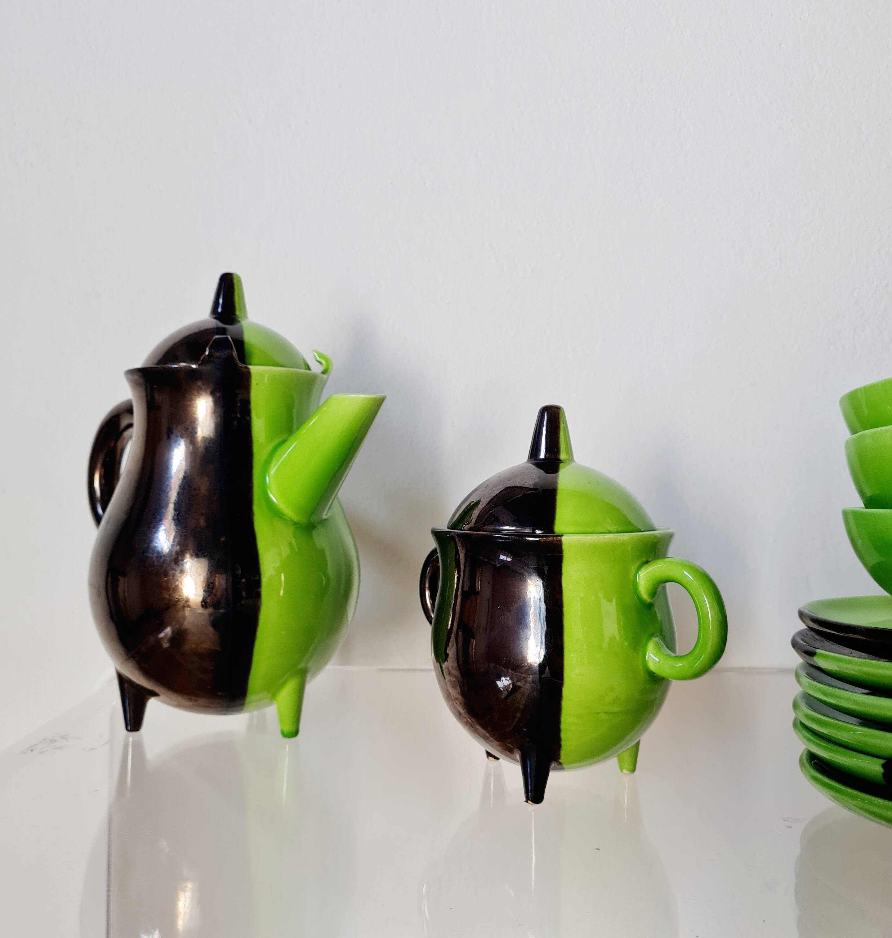 Coffee service Vallauris 1950s green – Lucchesi – vintage design