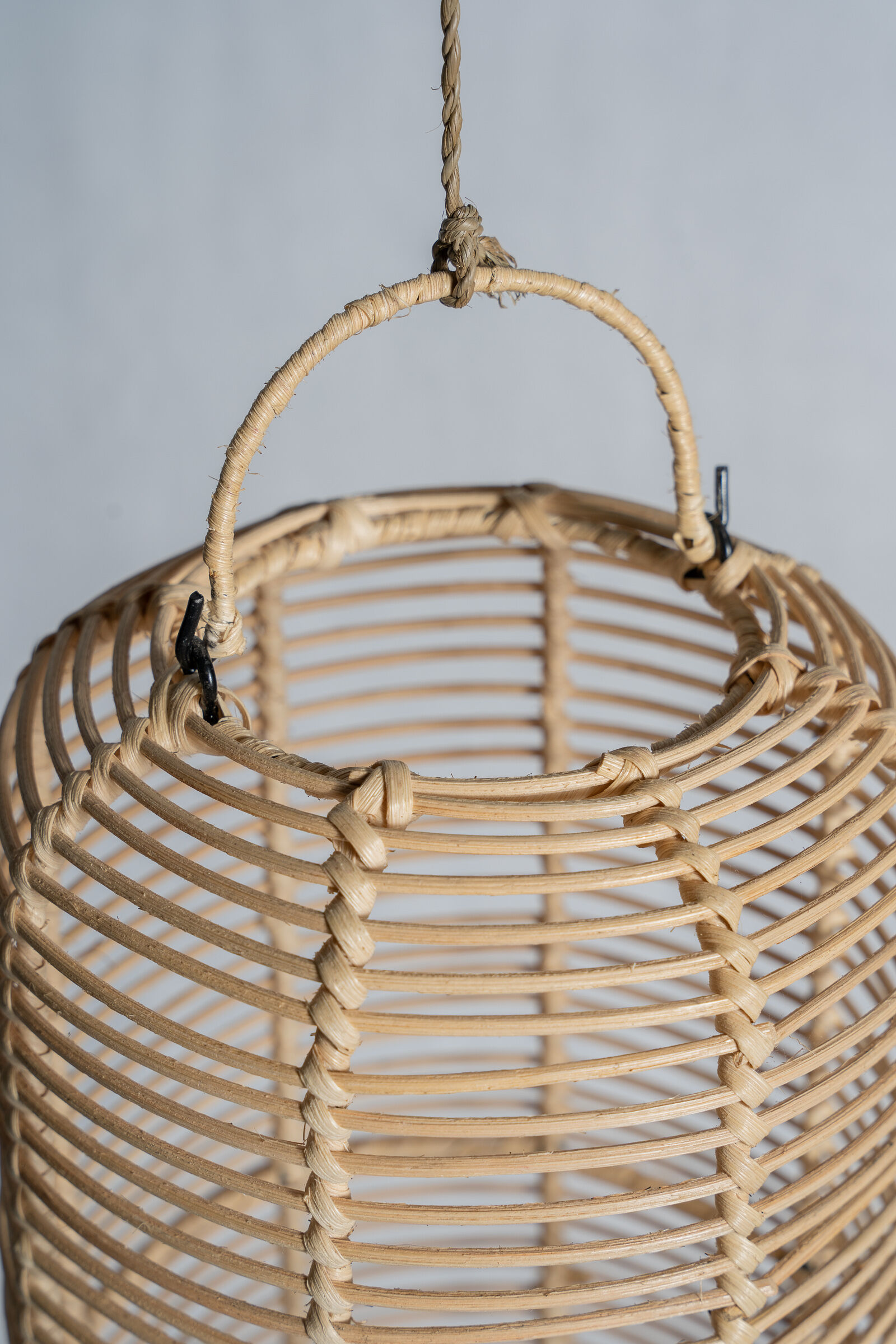 Large lantern-shaped rattan pendant lamp H50 D24