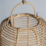 Large lantern-shaped rattan pendant lamp H50 D24