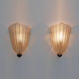 Pair of Modern Italian Murano Glass Textured Wall Sconces