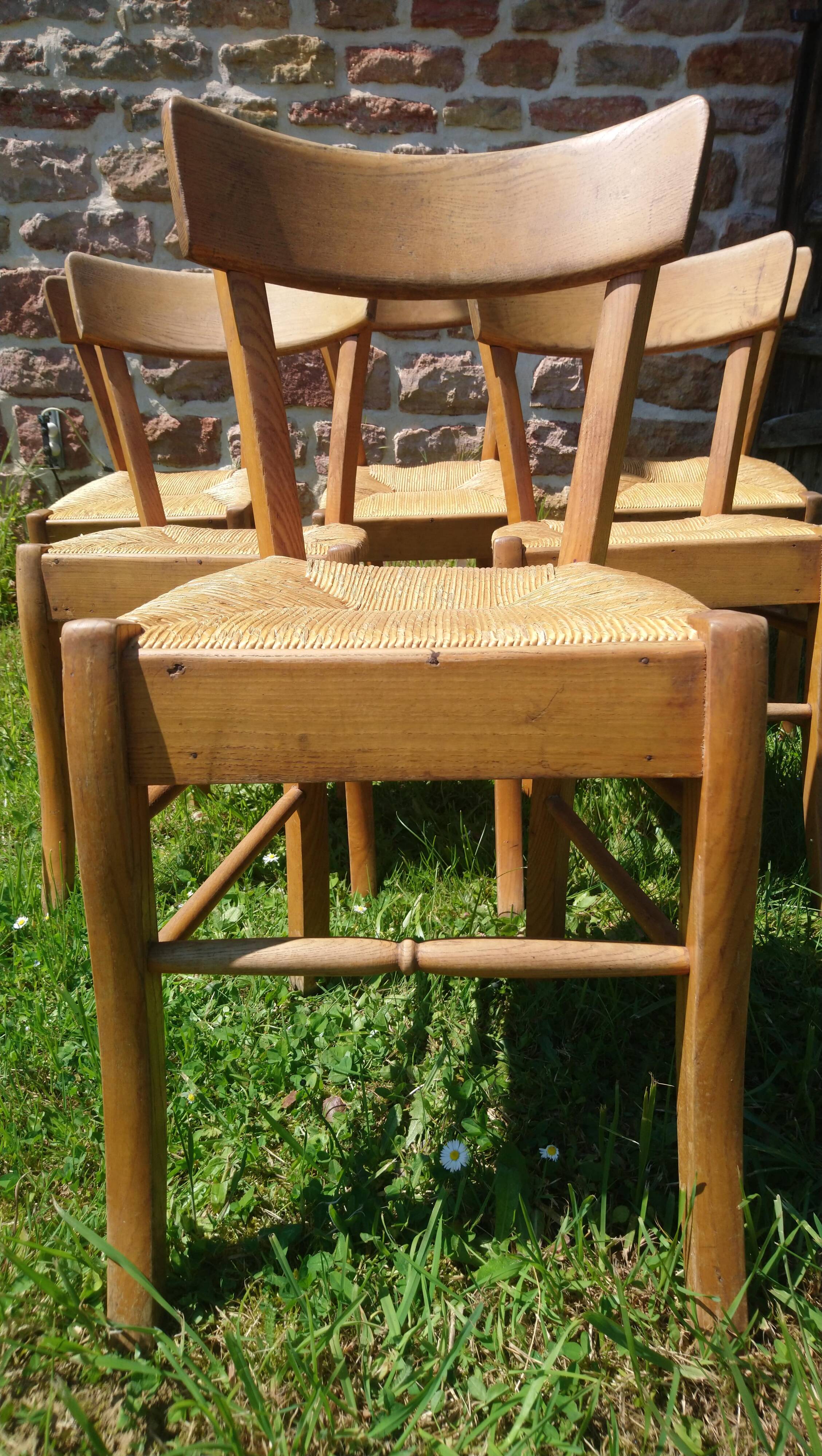 6 straw and beech bistro chairs