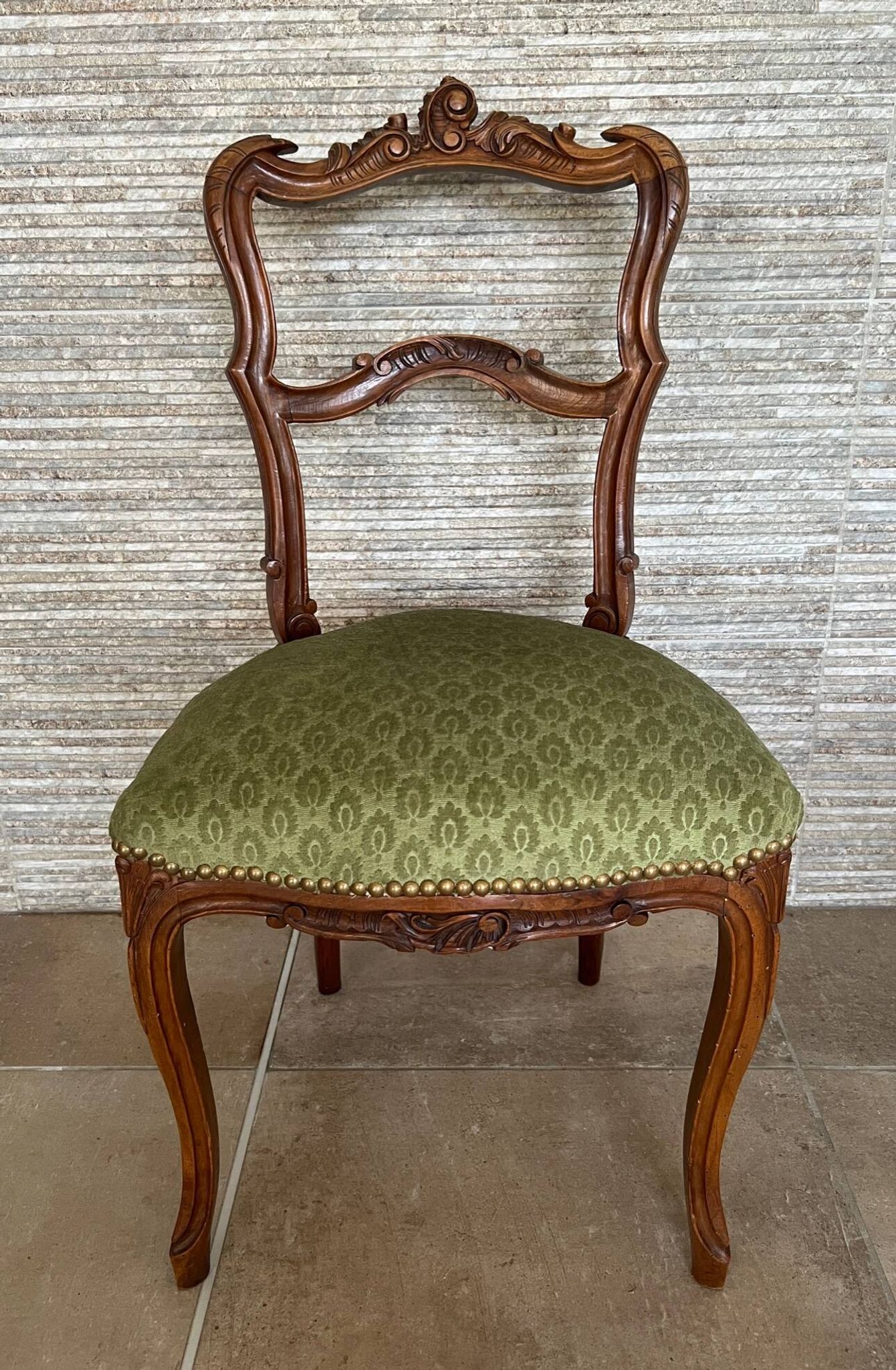 Pair of 19th century Louis XV style chairs, Napoleon III period in walnut