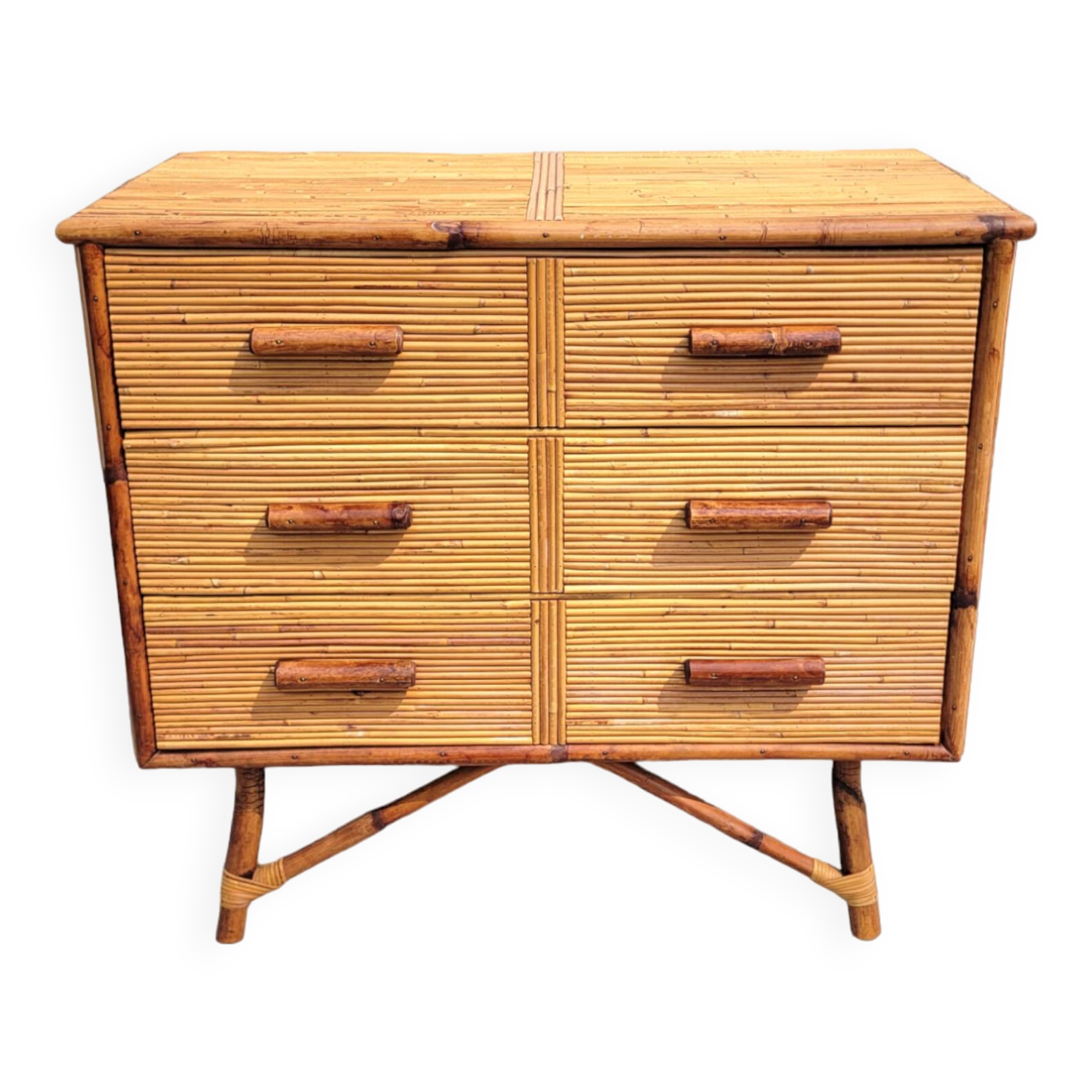 Commode en rotin vers 1960