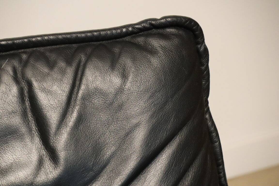 Vintage armchair by Johan Bertil Häggström for Ikéa in leather and chrome metal, 1970s