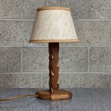 Brutalist carved wooden lamp 1950