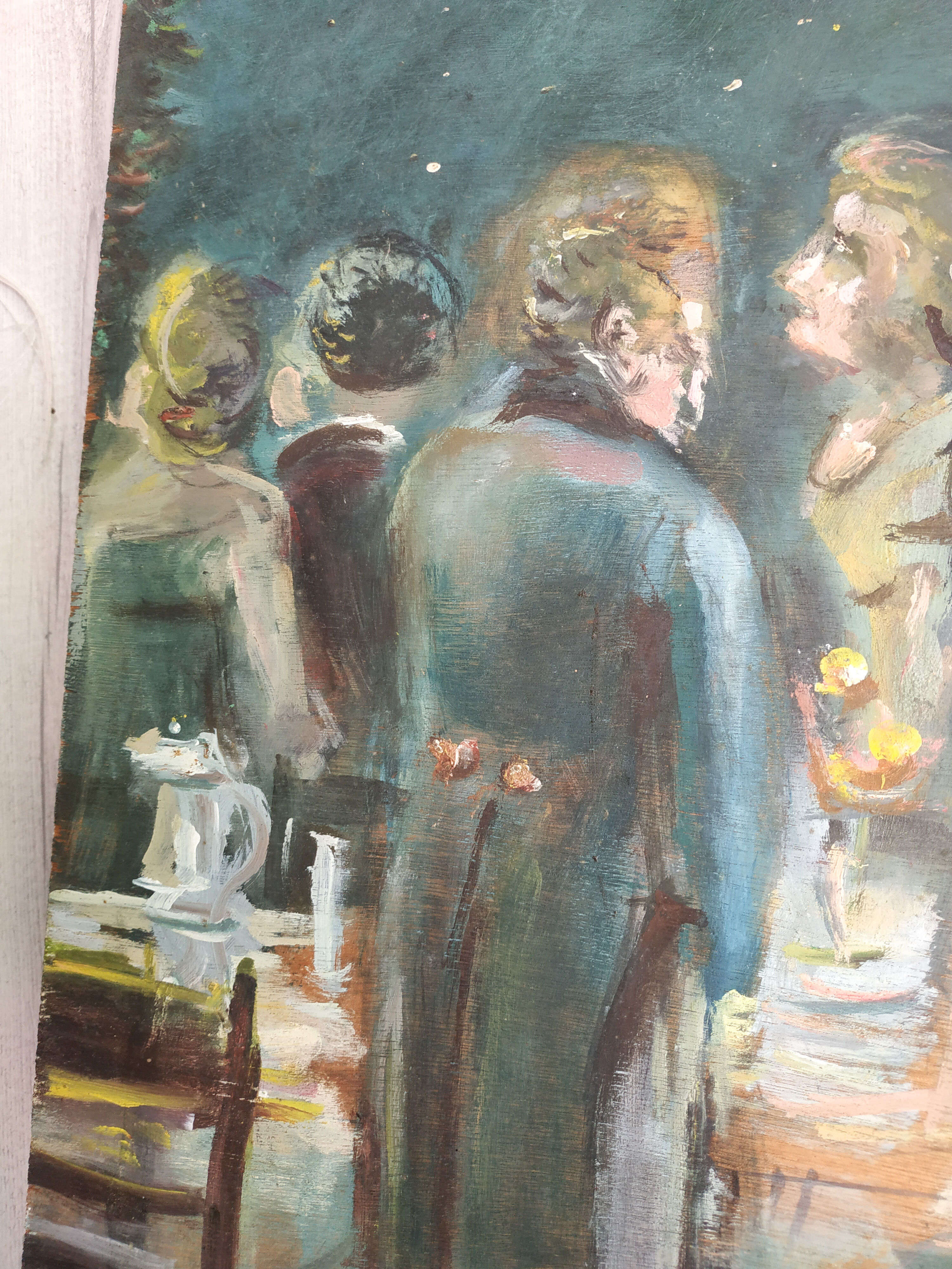 Ancient painting, wood-painted theatre decoration