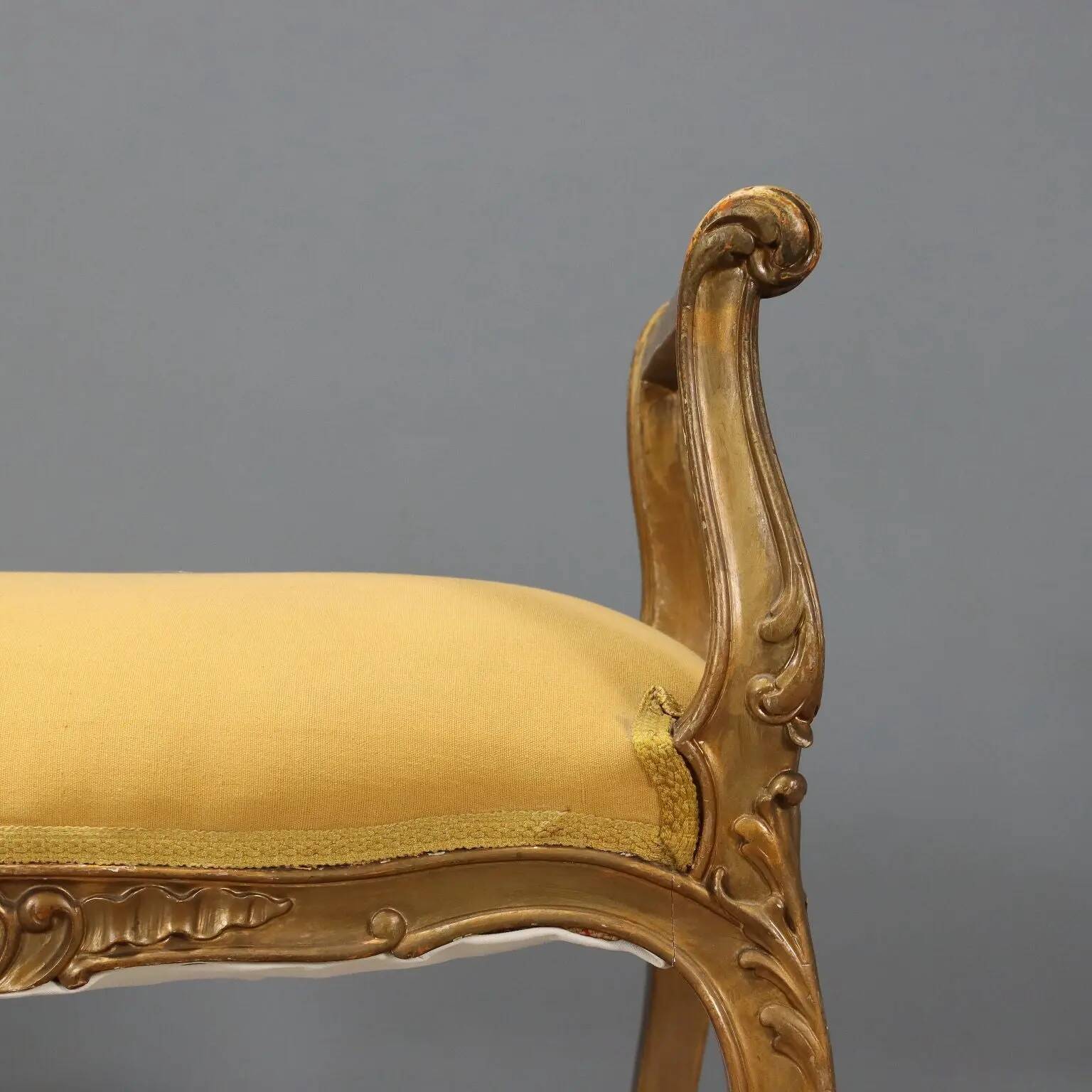 Pair of antique baroque-style benches in carved wood, Italy, 20th century.
