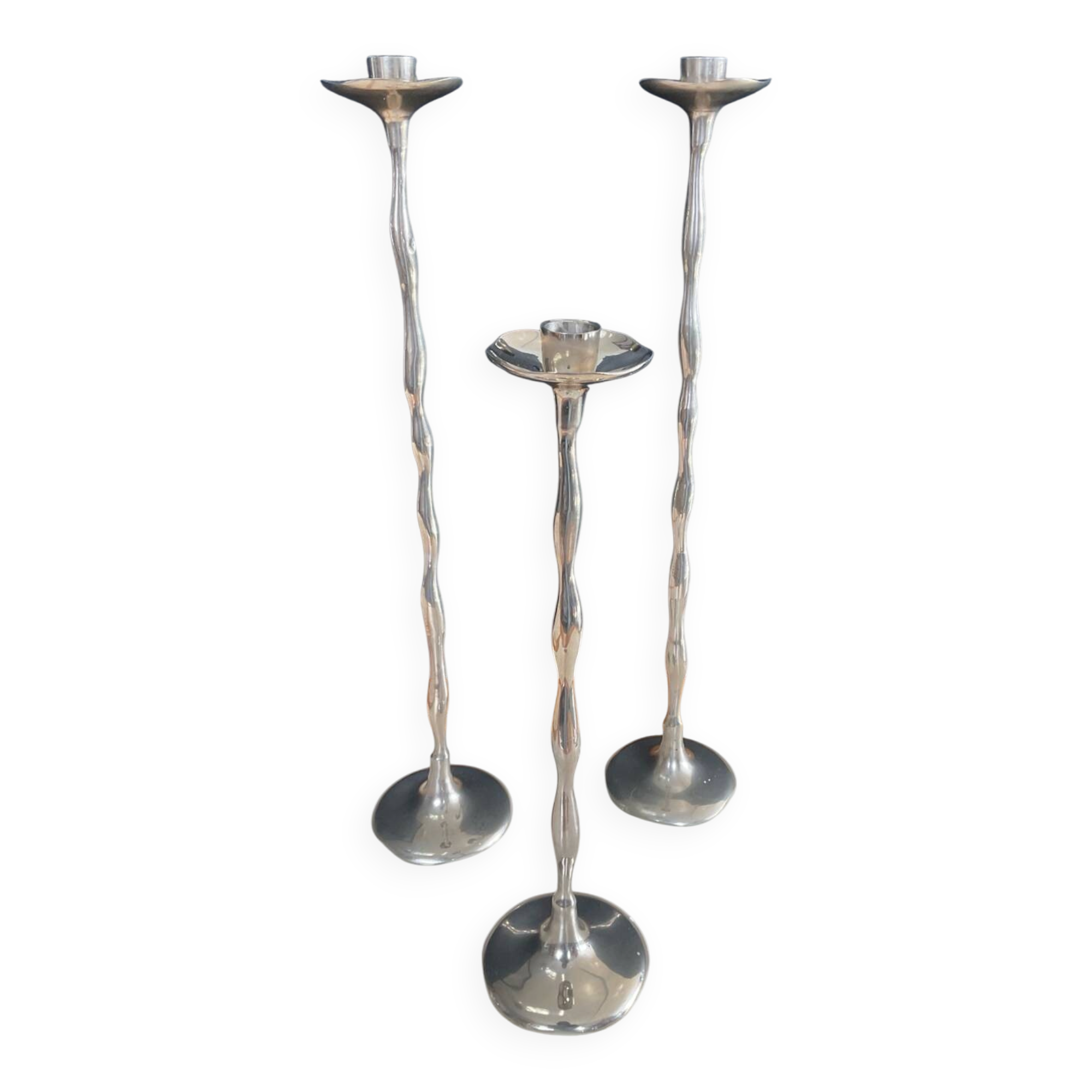 Vintage silver-plated candle holder trio