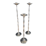 Vintage silver-plated candle holder trio