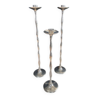 Vintage silver-plated candle holder trio