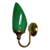 Vintage 1980 green opaline and brass wall light.