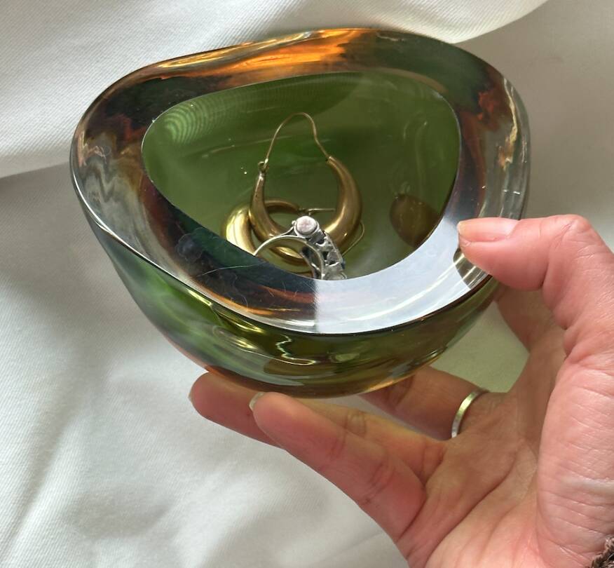 Murano Sommerso green & brown art glass