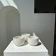 Trio of white ceramic cups D9cm