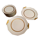 F. Legrand Limoges - Service à Dessert 2 Plat Gâteaux/Tartes + 11 assi