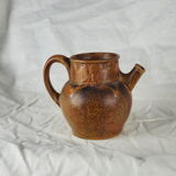 Rooster frieze pitcher, glaze with warm brown drips, ochre and volcanic - Denbac - 30s