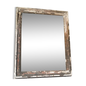 Beaded eighteenth weathered wooden mirror