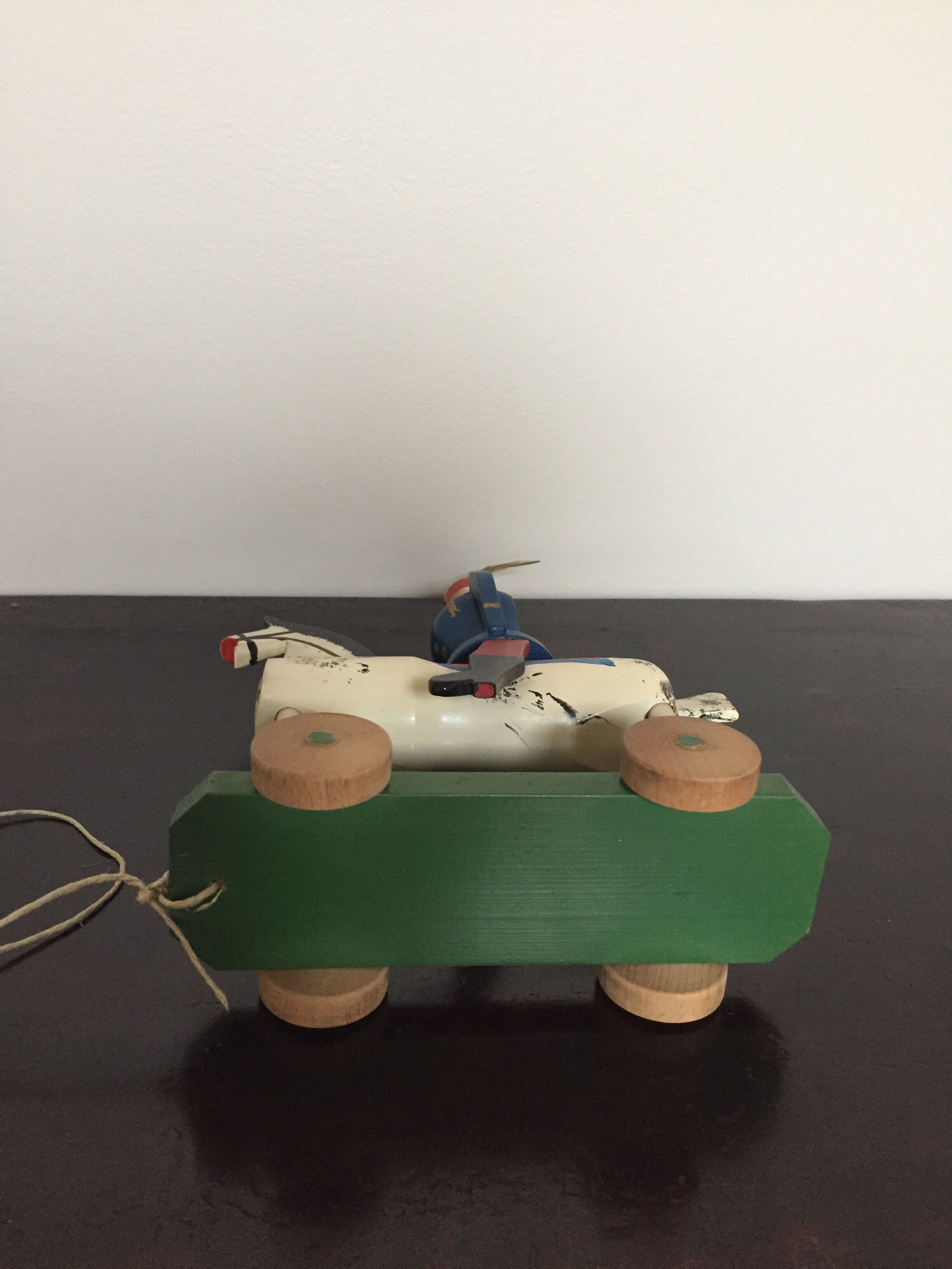 Soldier on wooden horse to shoot