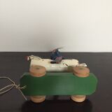 Soldier on wooden horse to shoot