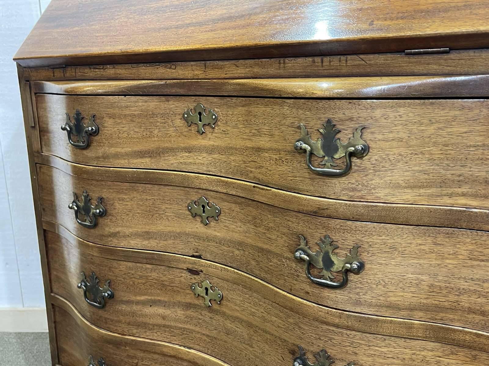 1930s English curved mahogany back desk