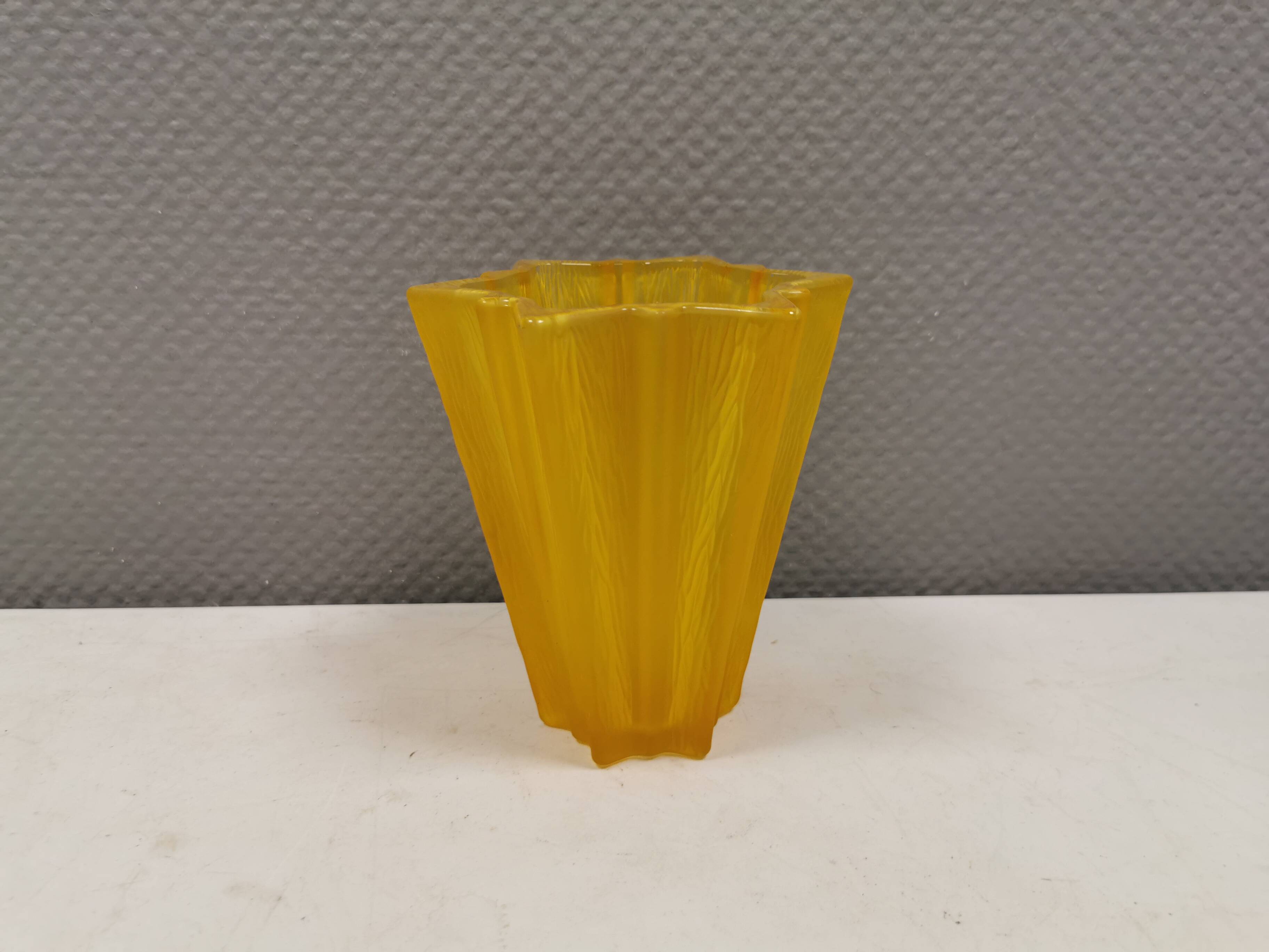 Yellow glass vase from German Walther glass estimated 1970-80s.