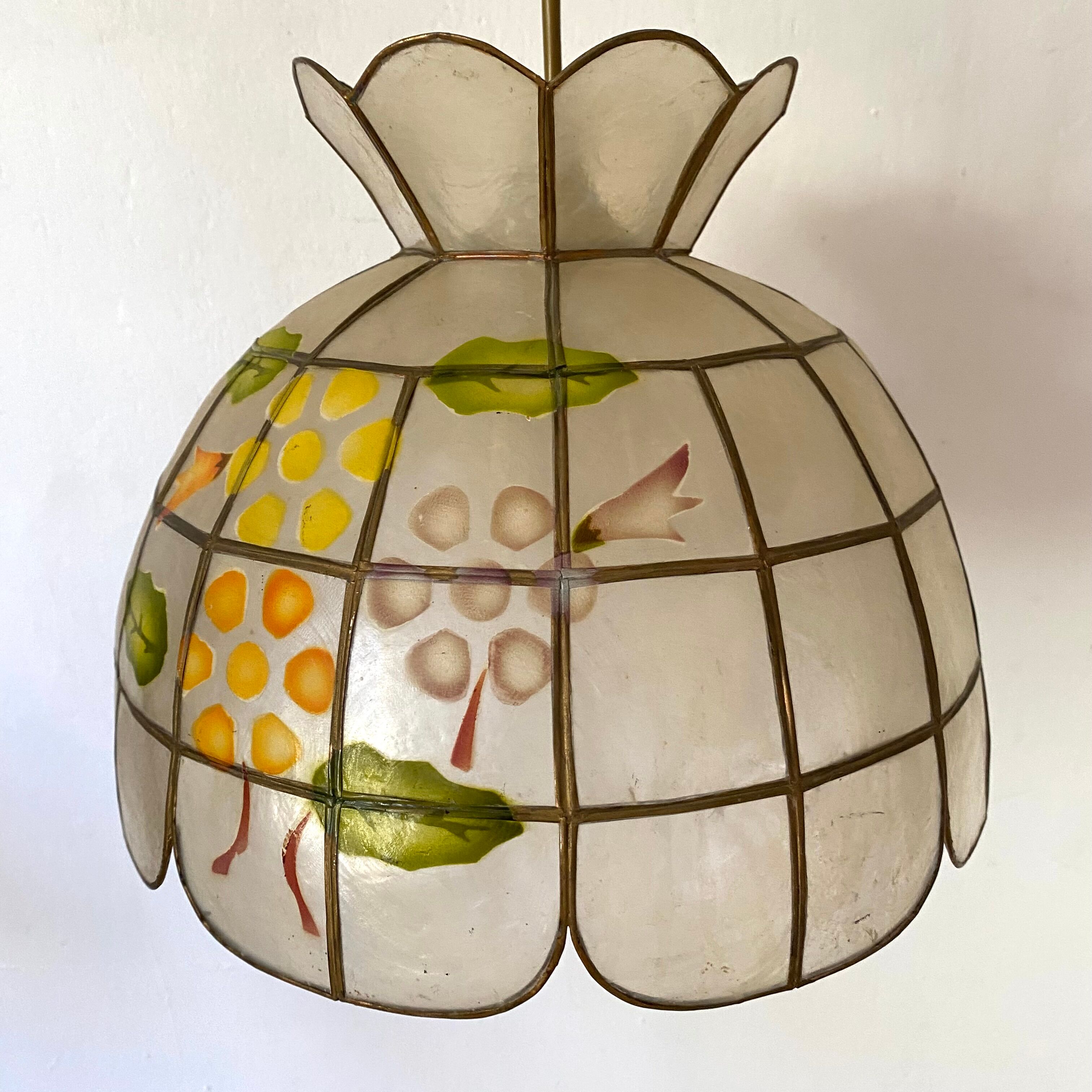 Mother-of-pearl and brass pendant light