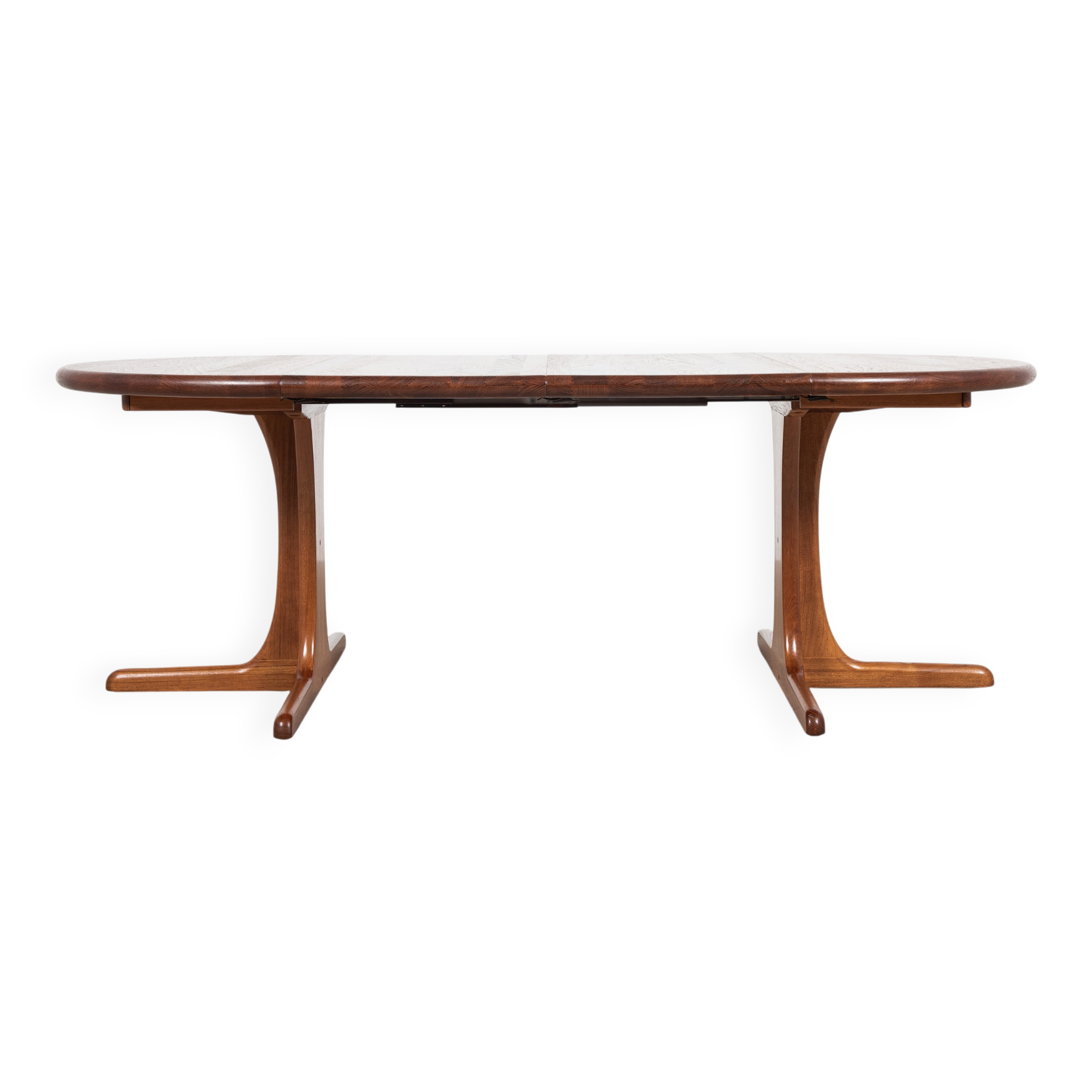 Midcentury Danish round teak dining table with 2 extensions 1960s