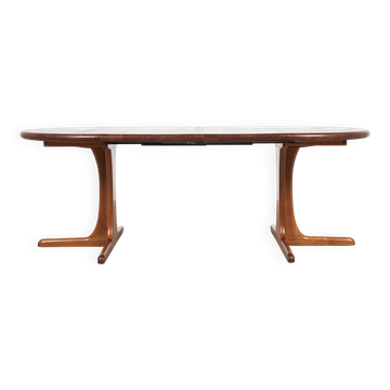 Midcentury Danish round teak dining table with 2 extensions 1960s