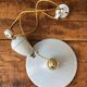 Period pendant lamp rises and falls in porcelain and opaline